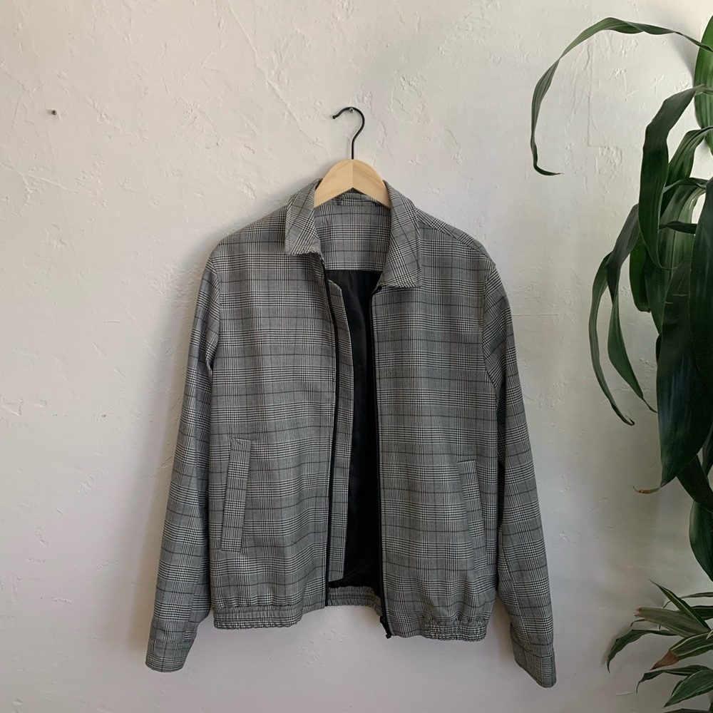 Topman grey check Harrington jacket medium